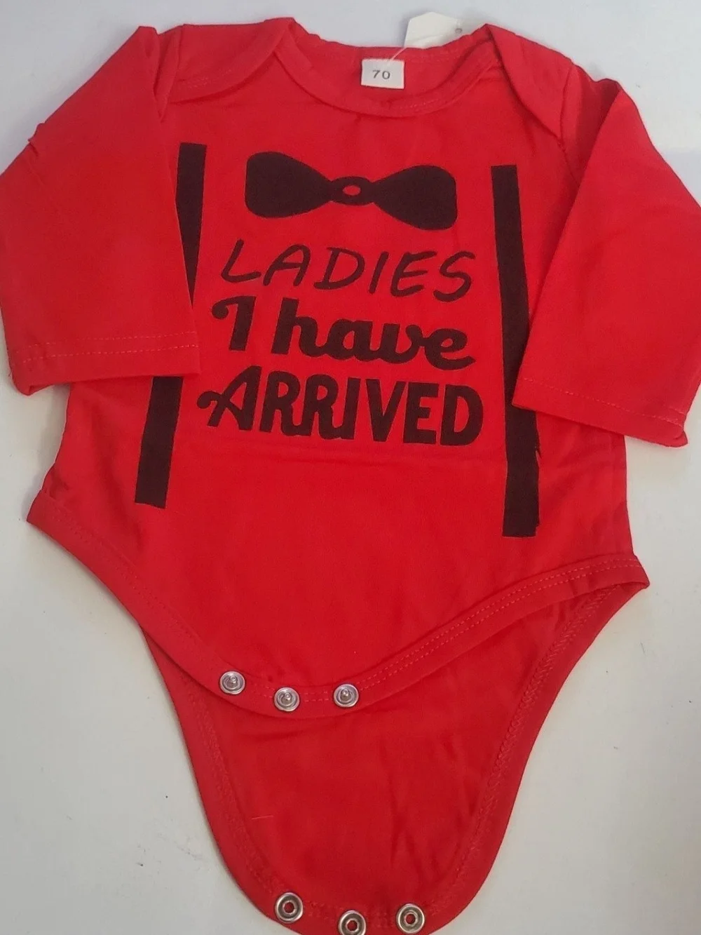 Red and White Baby Outfit with Mustache Print